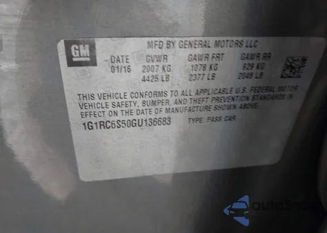 2016 Chevrolet Volt Lt from USA, damaged, VIN 1G1RC6S50GU136683